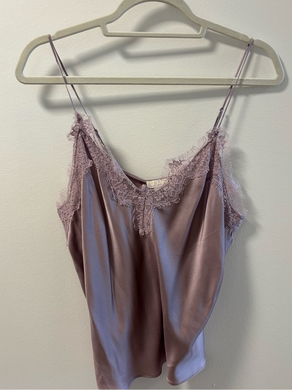 Fleur du Mal Lace-Trim Silk Camisole in Dusty Mauve